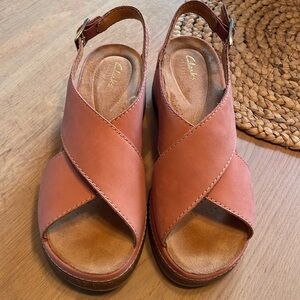 Clarks Kassandra step wedge sandals, NWOT